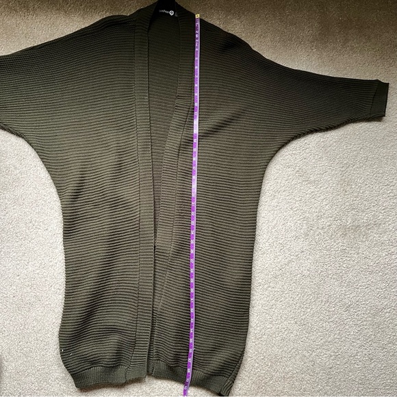 Boohoo Plus Cocoon Oversized Rib Knit Cardigan — Khaki - Picture 7 of 8